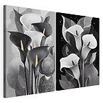 Stampa su tela modulare Eleganza floreale astratta in bianco e nero