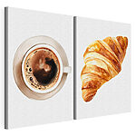 Stampa su tela modulare Un croissant e una tazza di caffè