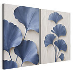 Stampa su tela modulare Delicate foglie blu su uno sfondo tenue