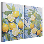 Stampa su tela modulare Dipinto raffigurante limoni e foglie