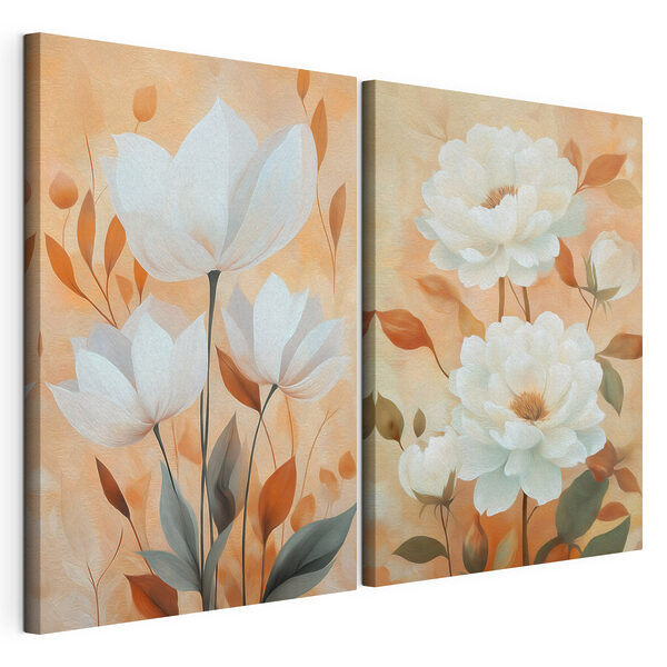 Dipinto raffigurante fiori bianchi Stampa su tela modulare Dipinto raffigurante fiori bianchi